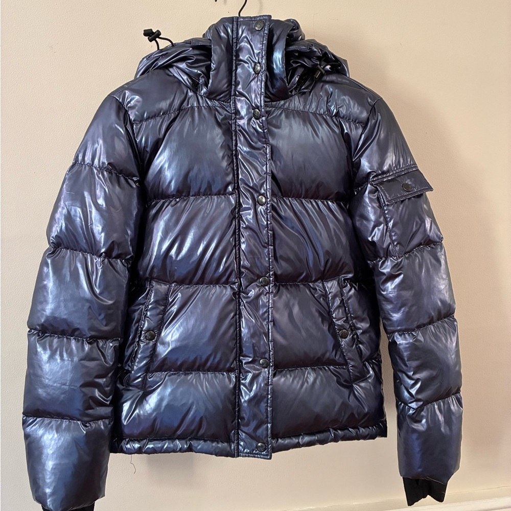 S13 Metallic Navy Puffer Jacket